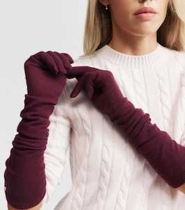 Gloves 1: Cashmere Long Gloves - Burgundy