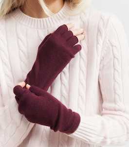 Gloves 1: Cashmere Fingerless Gloves - Burgundy