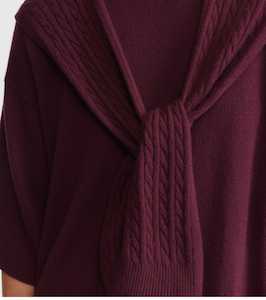 Cashmere Cable Sweater Scarf - Burgundy