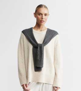 Cashmere Cable Sweater Scarf - Graphite
