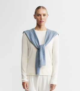 Cashmere Cable Sweater Scarf - Steel Blue