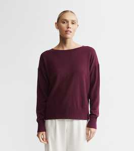 Essential Cashmere Relaxed Crew Neck - Burgundy