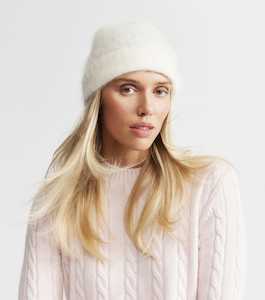 Brushed Cashmere: Brushed Cashmere Beanie - Cream