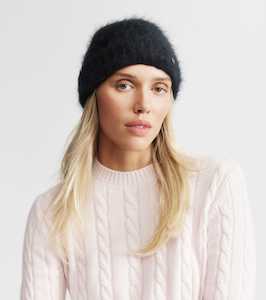 Brushed Cashmere Beanie - Black