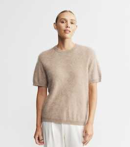 Brushed Cashmere Crew Tee - Walnut