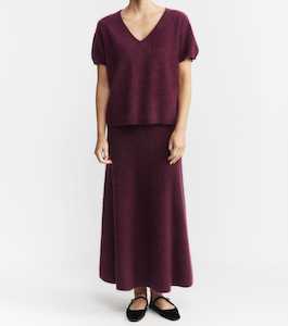 Brushed Cashmere Aline Skirt - Burgundy