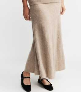 Brushed Cashmere: Brushed Cashmere Aline Skirt - Walnut
