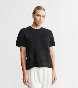 Brushed Cashmere Crew Tee - Black