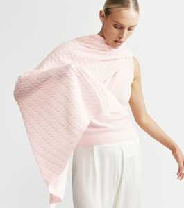 Travel Wraps: Cashmere Cable Travel Wrap - Powder Pink