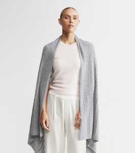 Travel Wraps: Cashmere Cable Travel Wrap - Dark Grey Melange