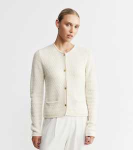 Cashmere Waffle Jacket - Cream/Gold Lurex