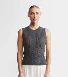 All Cashmere: Cashmere Cable Tank - Graphite