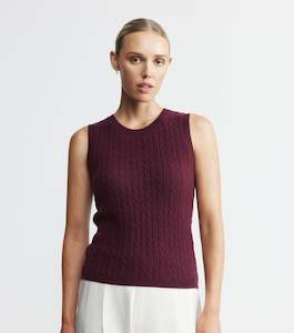 Burgundy: Cashmere Cable Tank - Burgundy
