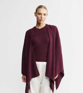 Cashmere Cable Cape - Burgundy