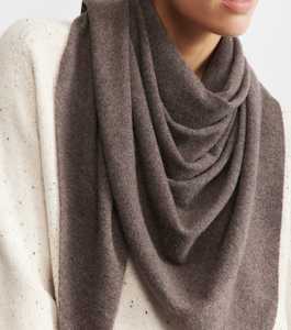New Accessories Arrivals: Cashmere Triangle Scarf - Brown Melange