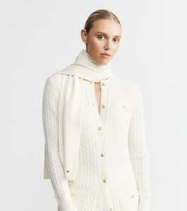 New Accessories Arrivals: Cashmere Jacquard Scarf - Cream