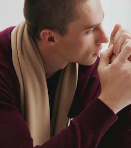 New Accessories Arrivals: Cashmere Jacquard Scarf - Camel