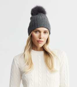 New Accessories Arrivals: Cashmere Pom Pom Beanie - Graphite