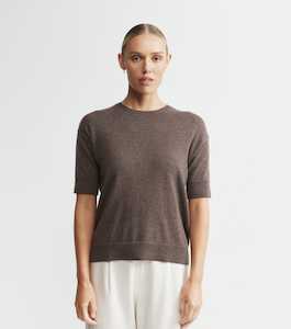 Essential Cashmere Crew Tee - Brown Melange
