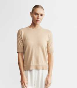Essential Cashmere Crew Tee - Camel