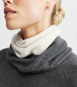 Scarves Snoods: Cashmere Two Tone Snood - Cream/Graphite