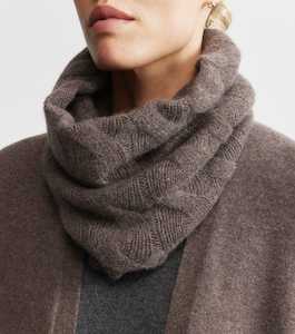 Scarves Snoods: Cashmere Cable Snood - Brown Melange