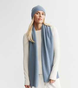 Cashmere Fisherman Rib Scarf - Steel Blue