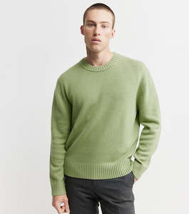 Mens Crew Neck: Mens Cashmere Relaxed Crew - Sage