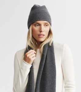 Cashmere Fisherman Rib Beanie - Graphite