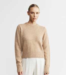 Luxe Cashmere Crew Sweater - Camel Melange