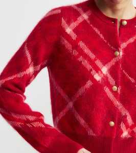 Brushed Cashmere Argyle Crew Cardigan - Argyle