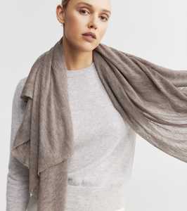 Cashmere Fine Diagonal Wrap - Walnut