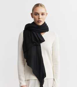 Scarves Snoods: Cashmere Fine Diagonal Wrap - Black