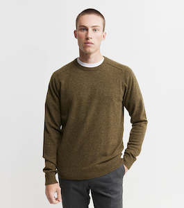Sale: Mens Cashmere Saddle Crew - Moss