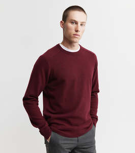 Sale: Mens Cashmere Saddle Crew - Shiraz