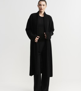 Featherweight: Cashmere Longline Feather Cardigan - Black
