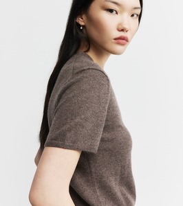 Core Womens: Cashmere Slim Fit Tee - Brown Melange