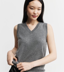 All Cashmere: Cashmere V Tank - Graphite