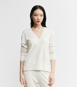All Cashmere: Baby Cashmere V-Neck Sweater - Cream