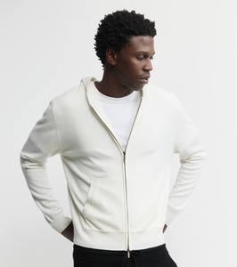 Mens Cashmere: Cashmere Zip Hoodie - White