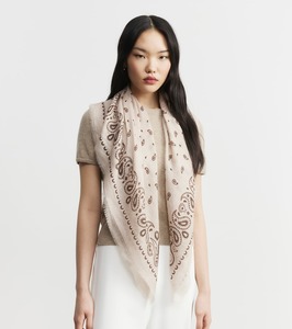 Travel Wraps Scarves: Cashmere Bandana Scarf - Sand/Cacao