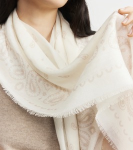 Cashmere Bandana Scarf - Cream/Sand