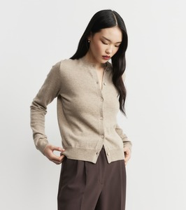 All Cashmere: Essential Cashmere Crew Cardigan - Birch