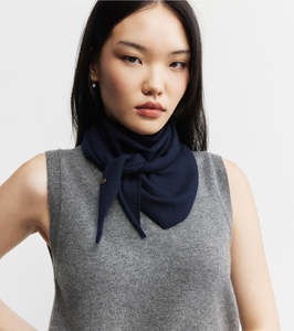 Cashmere Not On Sale: Cashmere Triangle Scarf - Navy
