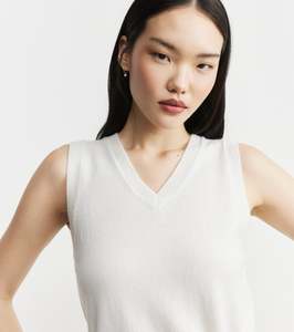 New Arrivals: Cashmere V Tank - White