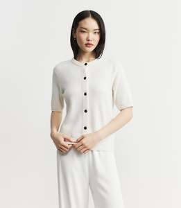 New Arrivals: Cashmere Short Sleeve Cardigan - White