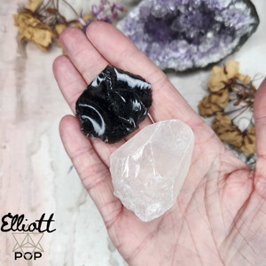 Clear Quartz and Black Obsidian – Shadow / Light Pair