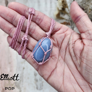 Angelite Tumble Macrame Crystal Necklace