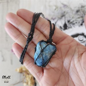 Blue Moon Collection • Elliott Pop Crystals, Tarot + Oracle and Spiritual Delights: Blue Apatite Macrame Crystal Necklace