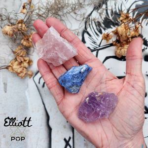 Raw Crystals • Elliott Pop Crystals, Tarot + Oracle and Spiritual Delights: Vibe Trio – Sodalite, Rose Quartz + Amethyst